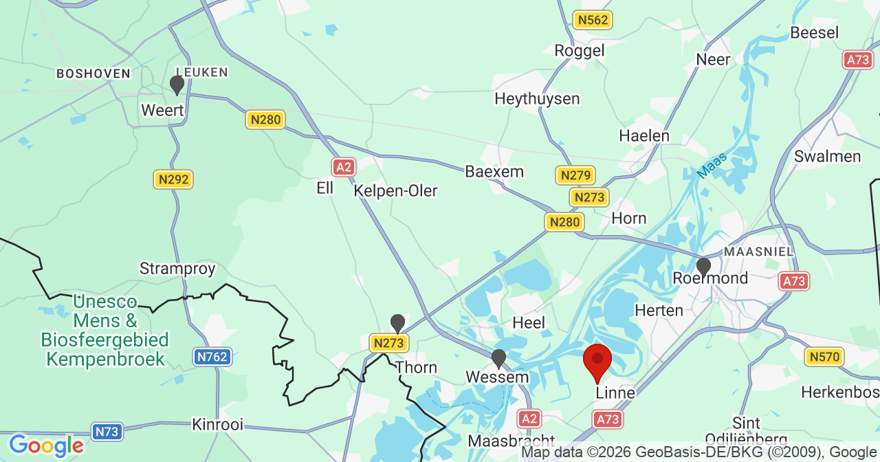 Kaart van het incident in Linne met de aanrijroutes van de gealarmeerde eenheden