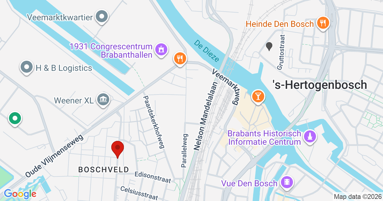 Kaart van het incident in 's-Hertogenbosch met de aanrijroutes van de gealarmeerde eenheden