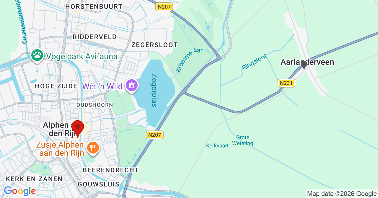 Kaart van het incident in Alphen aan den Rijn met de aanrijroutes van de gealarmeerde eenheden