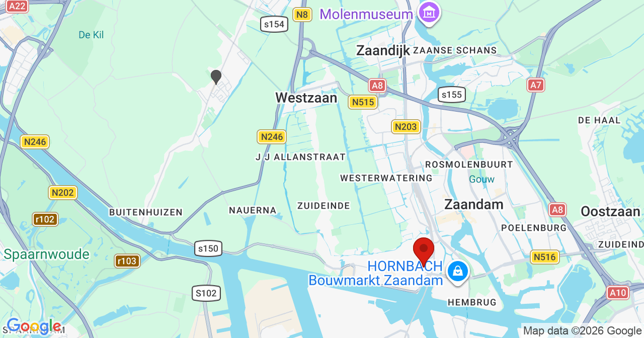 Kaart van het incident in Zaandam met de aanrijroutes van de gealarmeerde eenheden