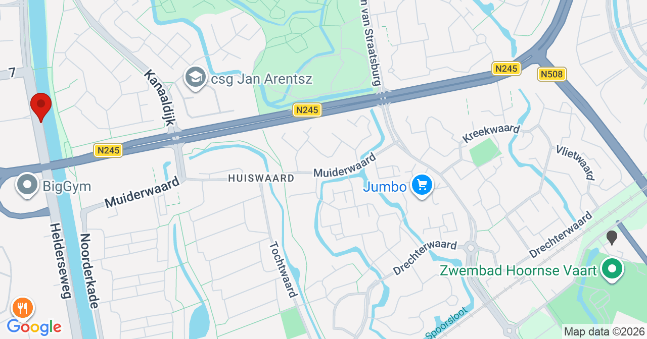 Kaart van het incident in Alkmaar met de aanrijroutes van de gealarmeerde eenheden