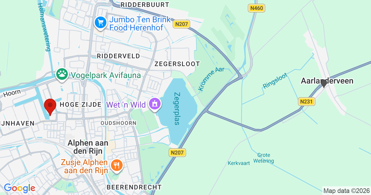 Kaart van het incident in Alphen aan den Rijn met de aanrijroutes van de gealarmeerde eenheden