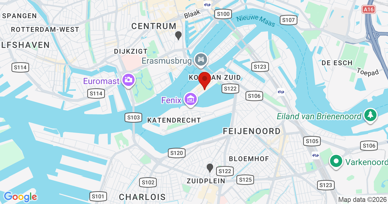 Kaart van het incident in Rotterdam met de aanrijroutes van de gealarmeerde eenheden