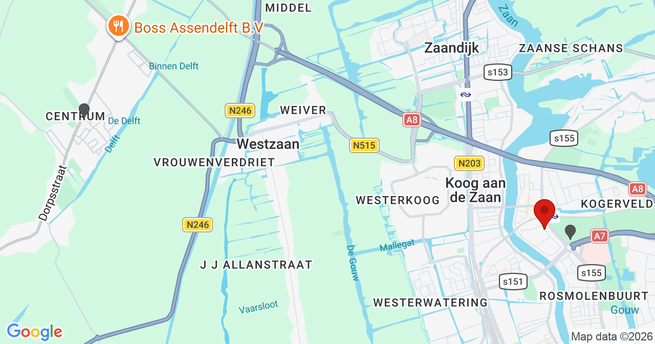 Kaart van het incident in Zaandam met de aanrijroutes van de gealarmeerde eenheden
