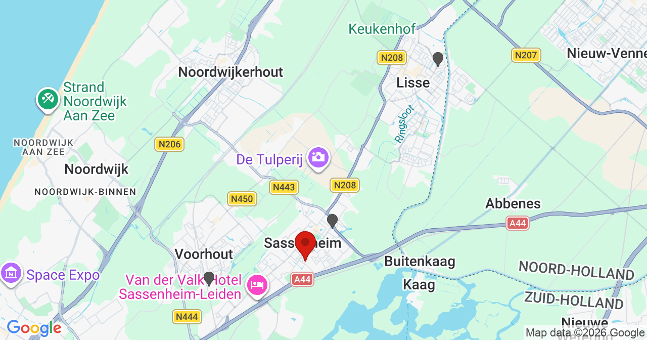 Kaart van het incident in Sassenheim met de aanrijroutes van de gealarmeerde eenheden