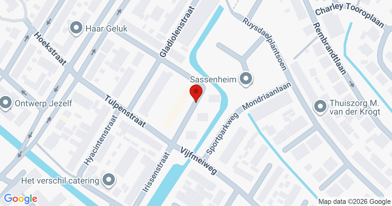 Kaart van het incident in Sassenheim met de aanrijroutes van de gealarmeerde eenheden