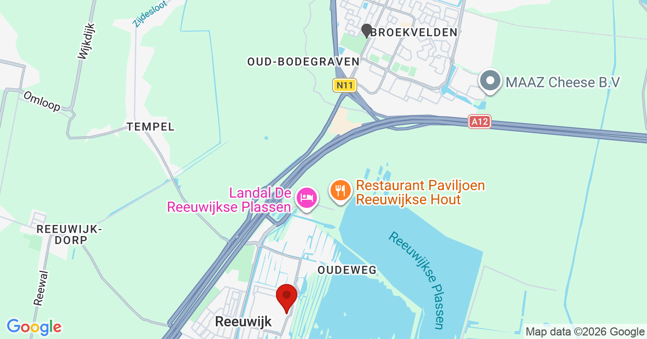 Kaart van het incident in Reeuwijk met de aanrijroutes van de gealarmeerde eenheden