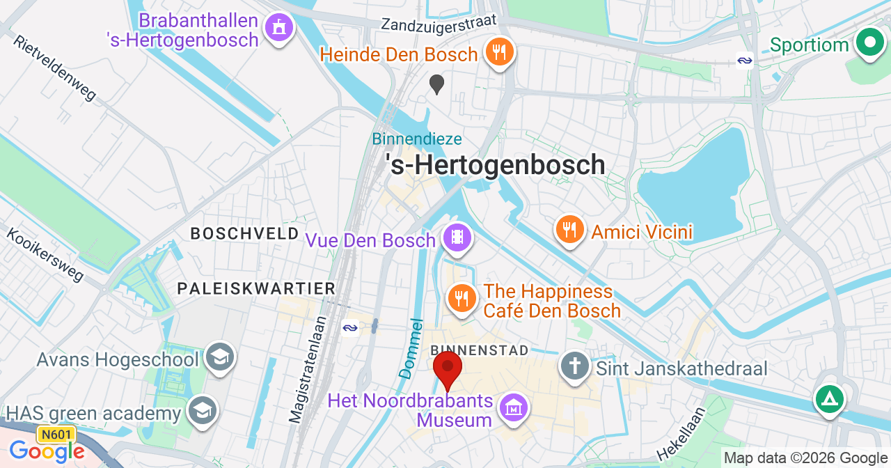 Kaart van het incident in 's-Hertogenbosch met de aanrijroutes van de gealarmeerde eenheden