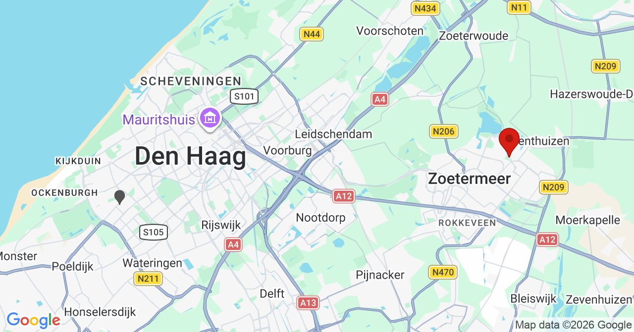 Kaart van het incident in Zoetermeer met de aanrijroutes van de gealarmeerde eenheden