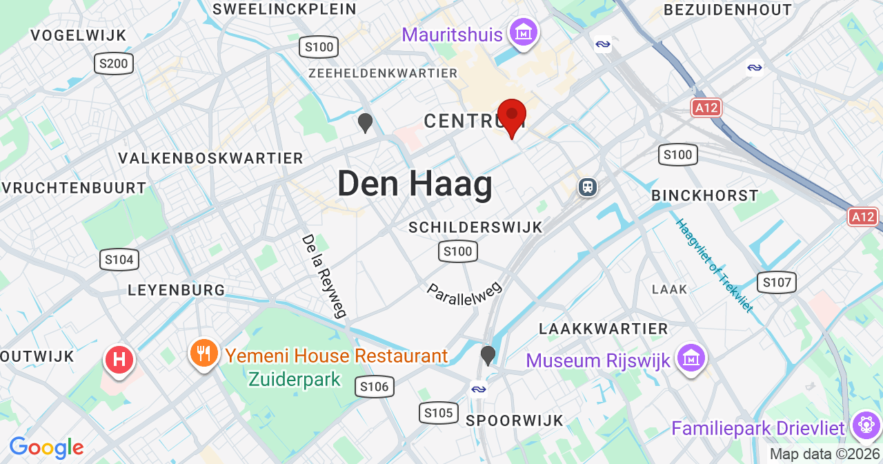 Kaart van het incident in 's-Gravenhage met de aanrijroutes van de gealarmeerde eenheden