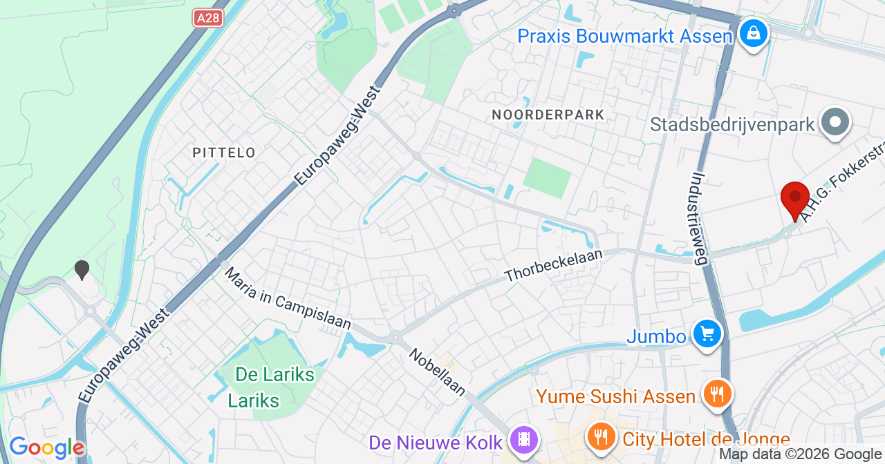 Kaart van het incident in Assen met de aanrijroutes van de gealarmeerde eenheden