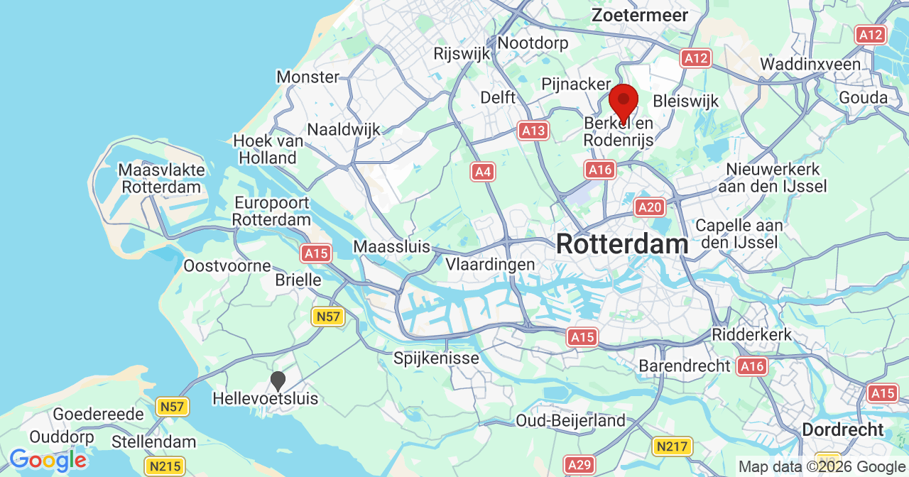 Kaart van het incident in Berkel en Rodenrijs met de aanrijroutes van de gealarmeerde eenheden