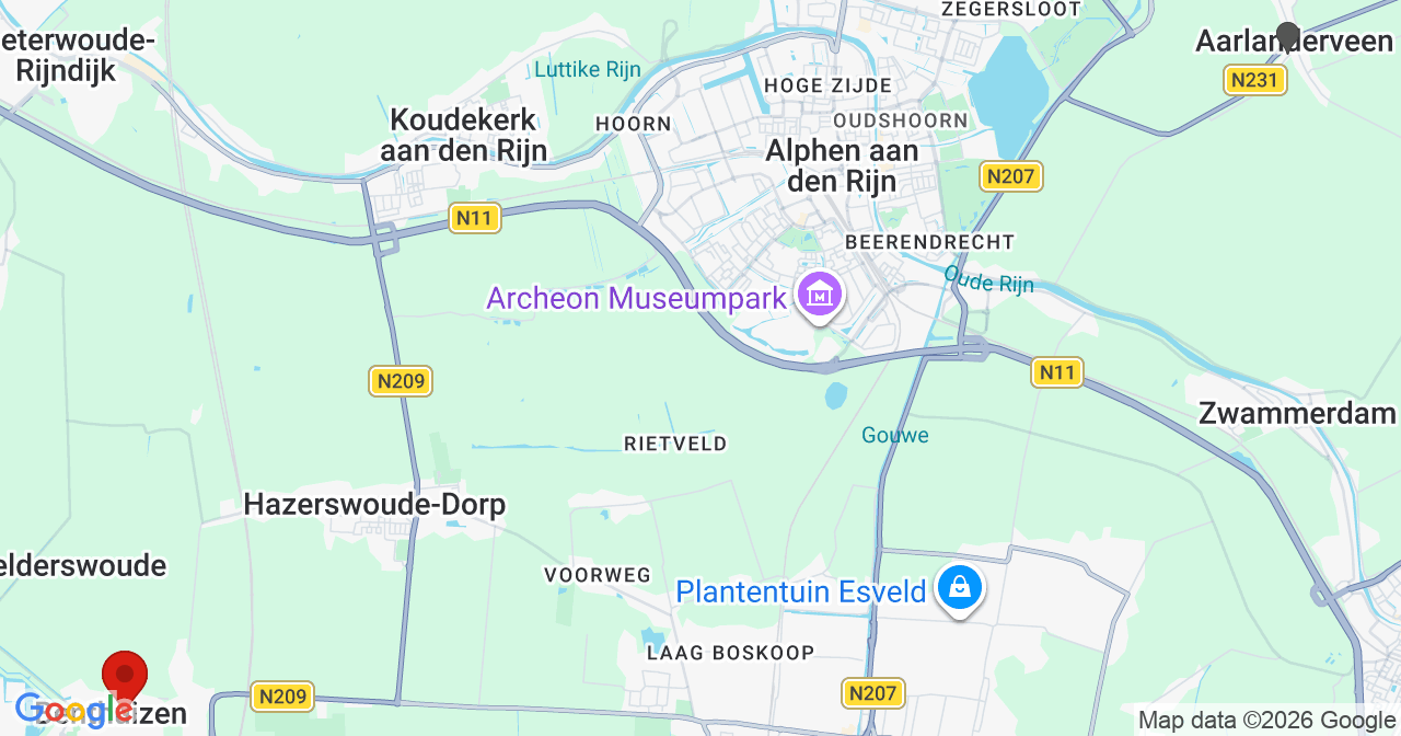 Kaart van het incident in Benthuizen met de aanrijroutes van de gealarmeerde eenheden