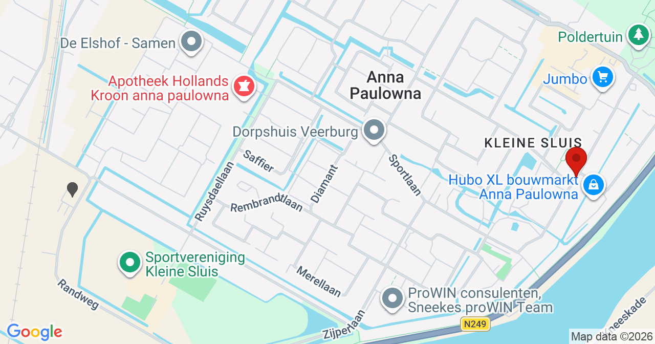 Kaart van het incident in Anna Paulowna met de aanrijroutes van de gealarmeerde eenheden