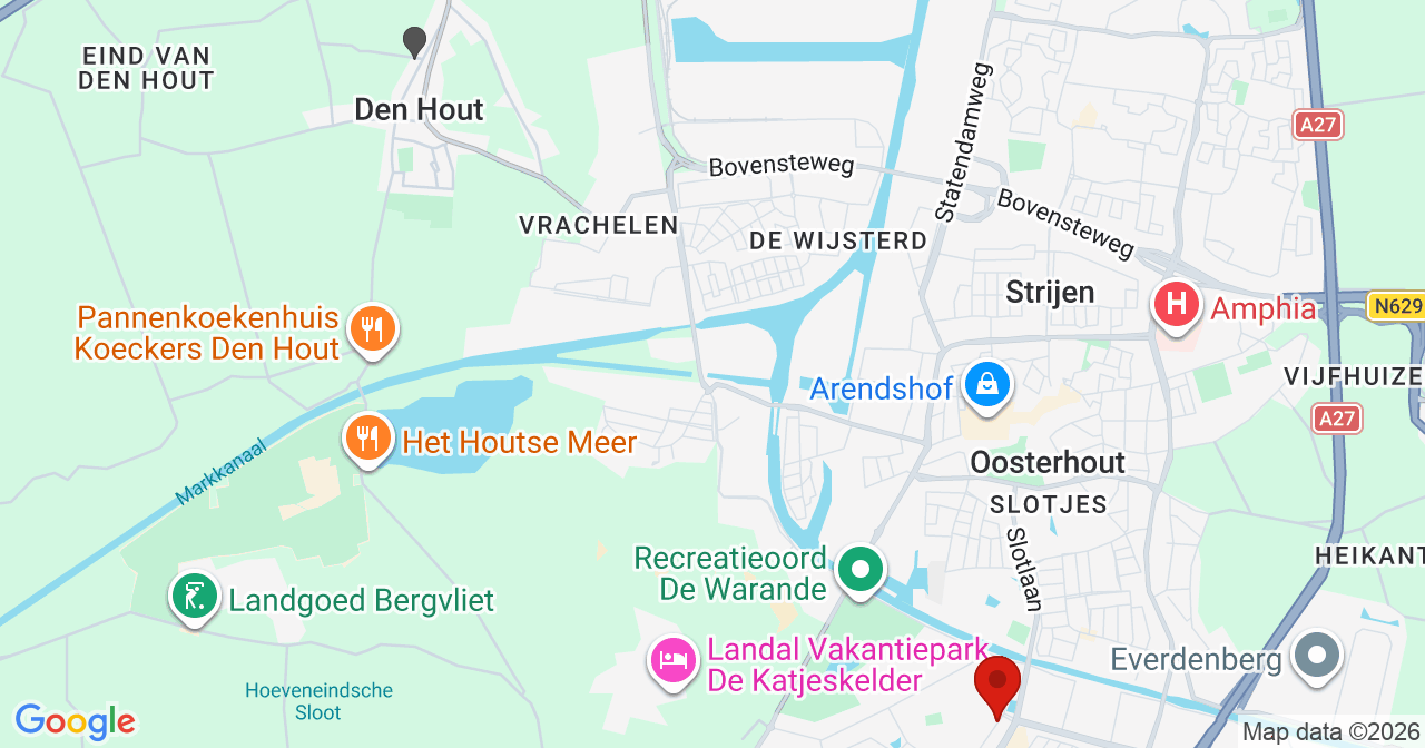 Kaart van het incident in Oosterhout NB met de aanrijroutes van de gealarmeerde eenheden