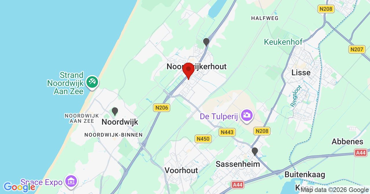 Kaart van het incident in Noordwijkerhout met de aanrijroutes van de gealarmeerde eenheden