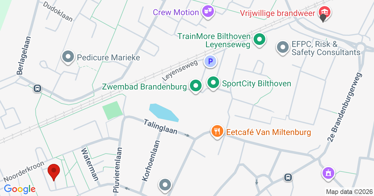 Kaart van het incident in Bilthoven met de aanrijroutes van de gealarmeerde eenheden