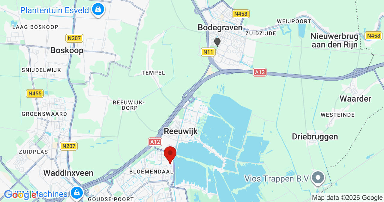 Kaart van het incident in Gouda met de aanrijroutes van de gealarmeerde eenheden