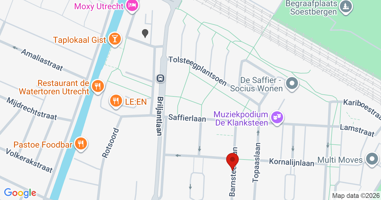 Kaart van het incident in Utrecht met de aanrijroutes van de gealarmeerde eenheden