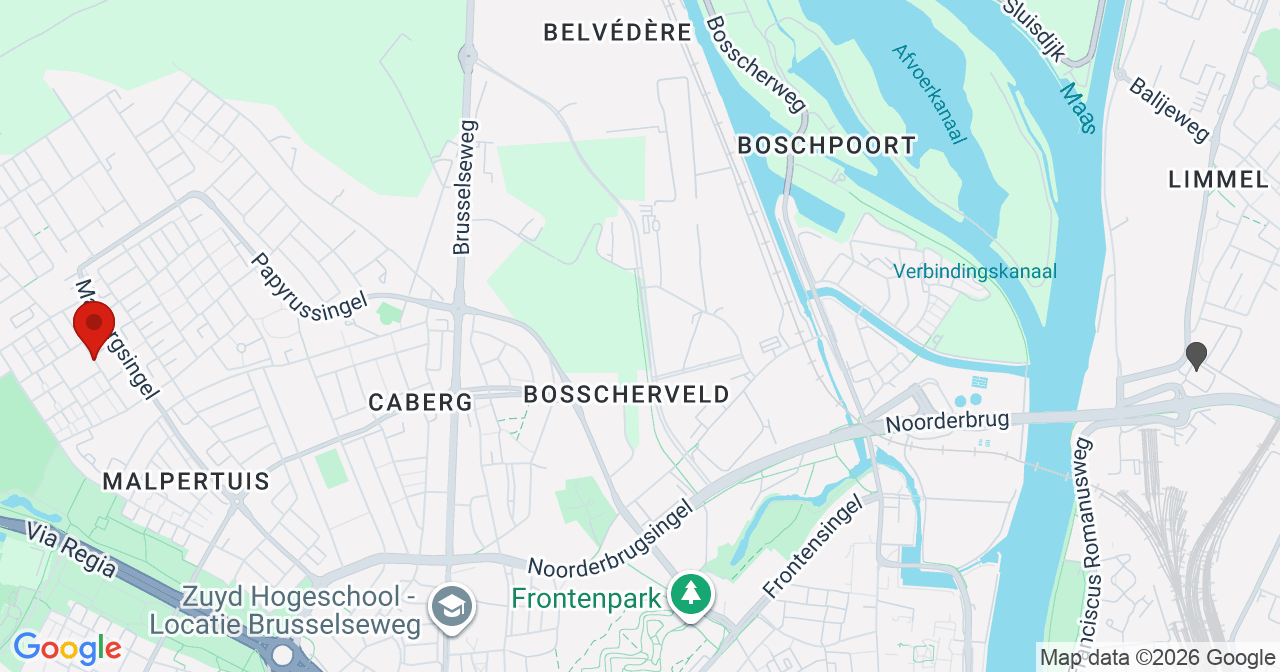 Kaart van het incident in Maastricht met de aanrijroutes van de gealarmeerde eenheden