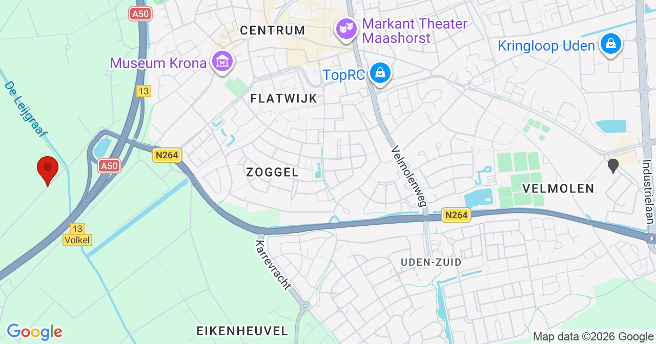 Kaart van het incident in Uden met de aanrijroutes van de gealarmeerde eenheden