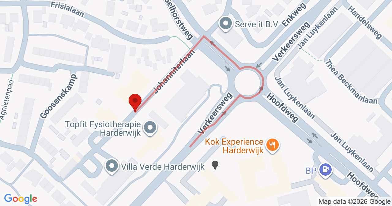 Kaart van het incident in Harderwijk met de aanrijroutes van de gealarmeerde eenheden