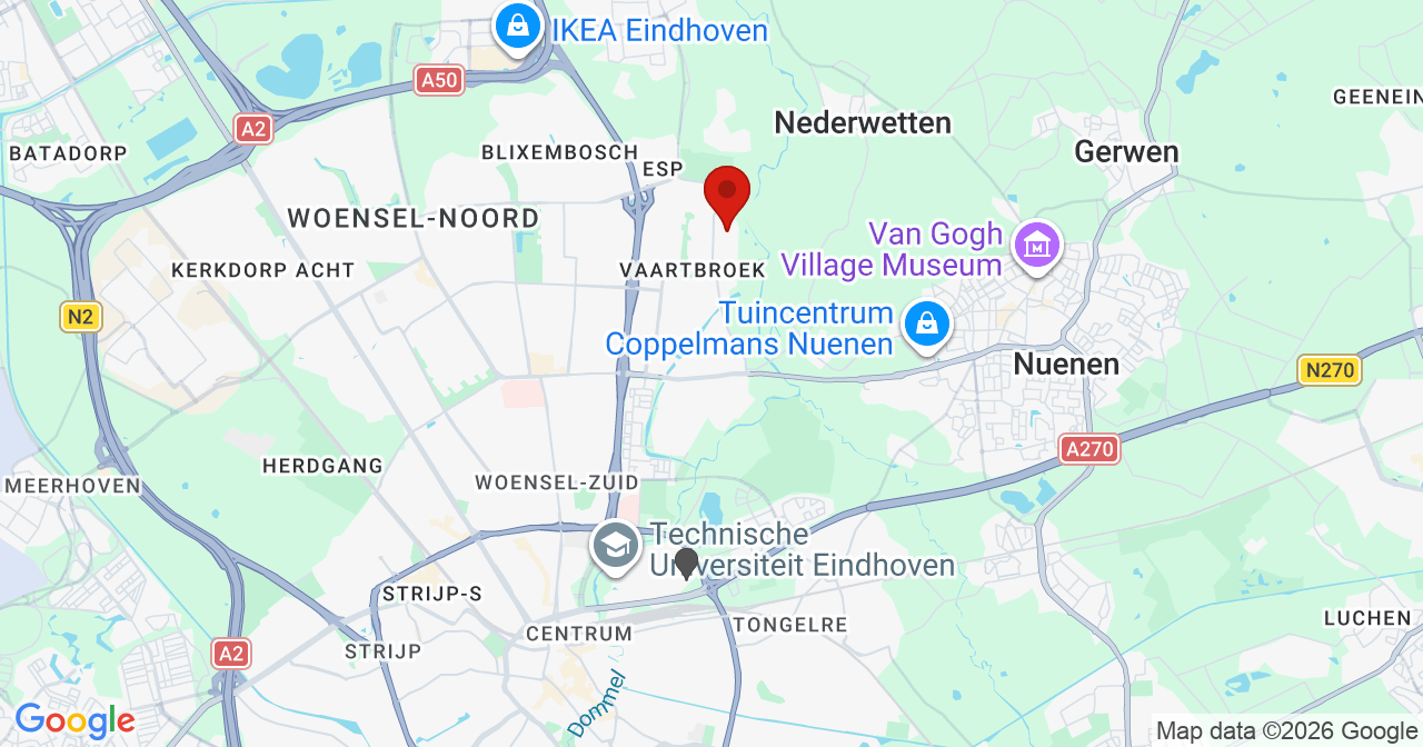 Kaart van het incident in Eindhoven met de aanrijroutes van de gealarmeerde eenheden