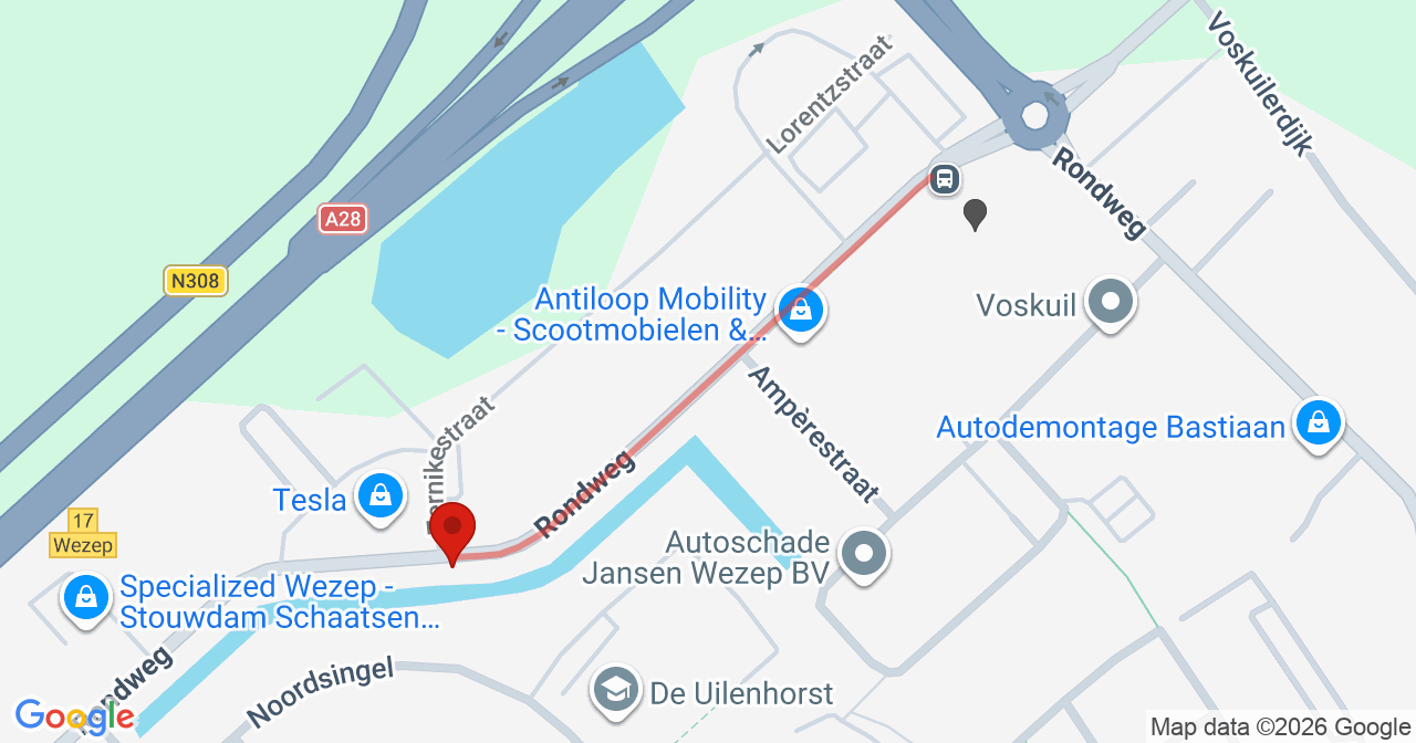 Kaart van het incident in Wezep met de aanrijroutes van de gealarmeerde eenheden
