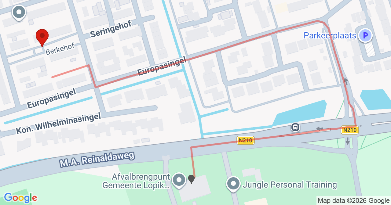 Kaart van het incident in Lopik met de aanrijroutes van de gealarmeerde eenheden
