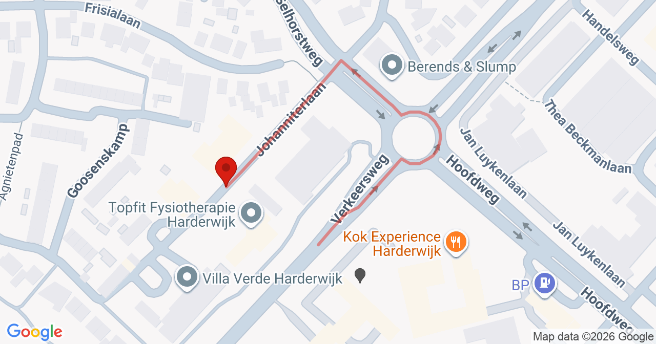 Kaart van het incident in Harderwijk met de aanrijroutes van de gealarmeerde eenheden