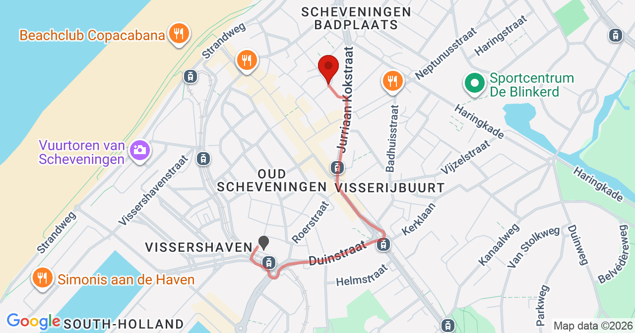 Kaart van het incident in 's-Gravenhage met de aanrijroutes van de gealarmeerde eenheden