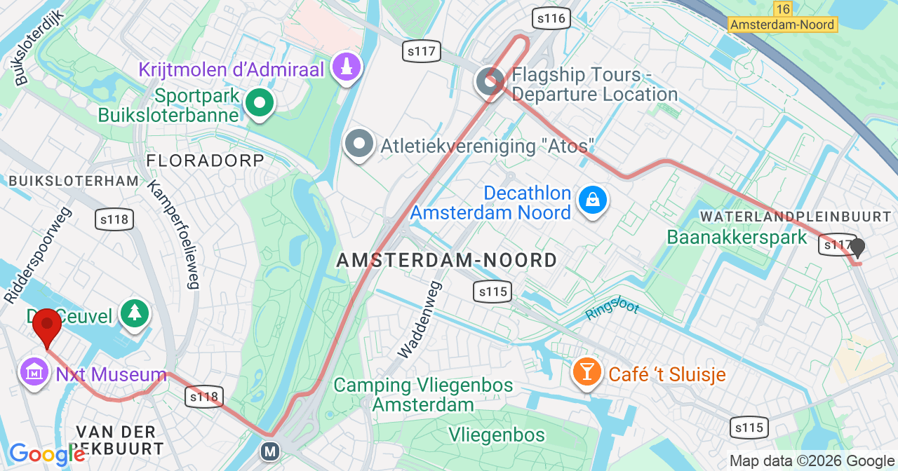 Kaart van het incident in Amsterdam met de aanrijroutes van de gealarmeerde eenheden