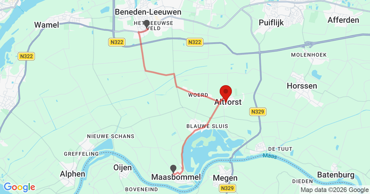 Kaart van het incident in Altforst met de aanrijroutes van de gealarmeerde eenheden