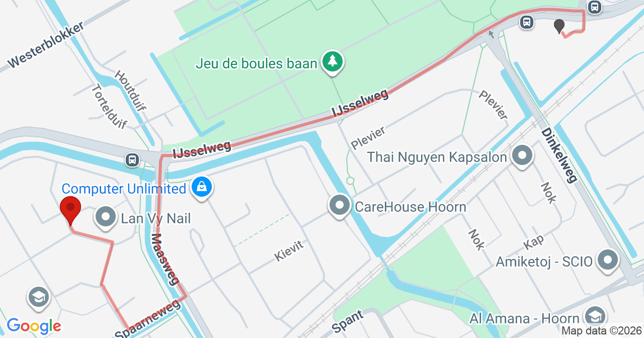 Kaart van het incident in Hoorn NH met de aanrijroutes van de gealarmeerde eenheden