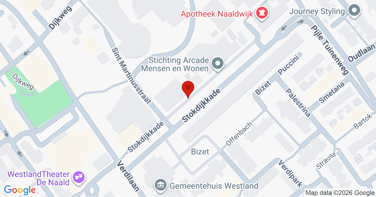 Kaart van het incident in Naaldwijk met de aanrijroutes van de gealarmeerde eenheden