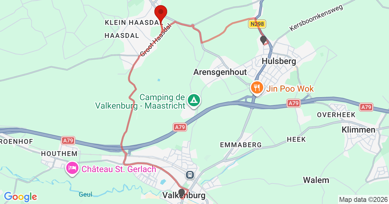 Kaart van het incident in Schimmert met de aanrijroutes van de gealarmeerde eenheden