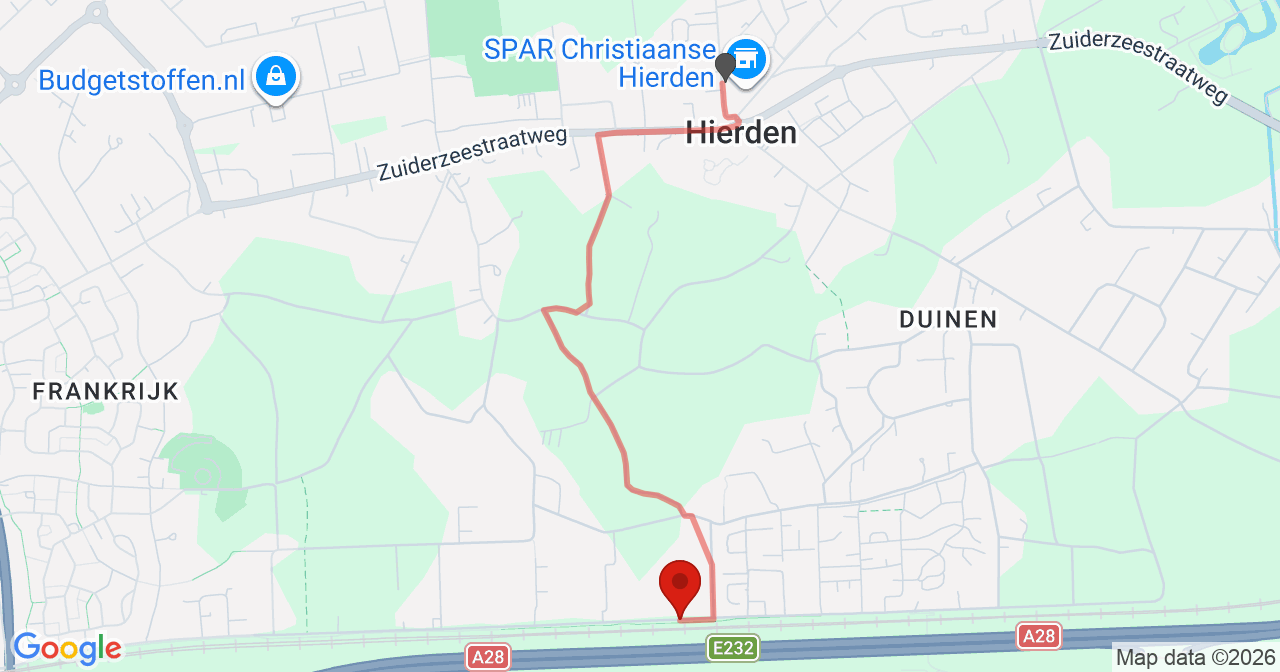Kaart van het incident in Hierden met de aanrijroutes van de gealarmeerde eenheden