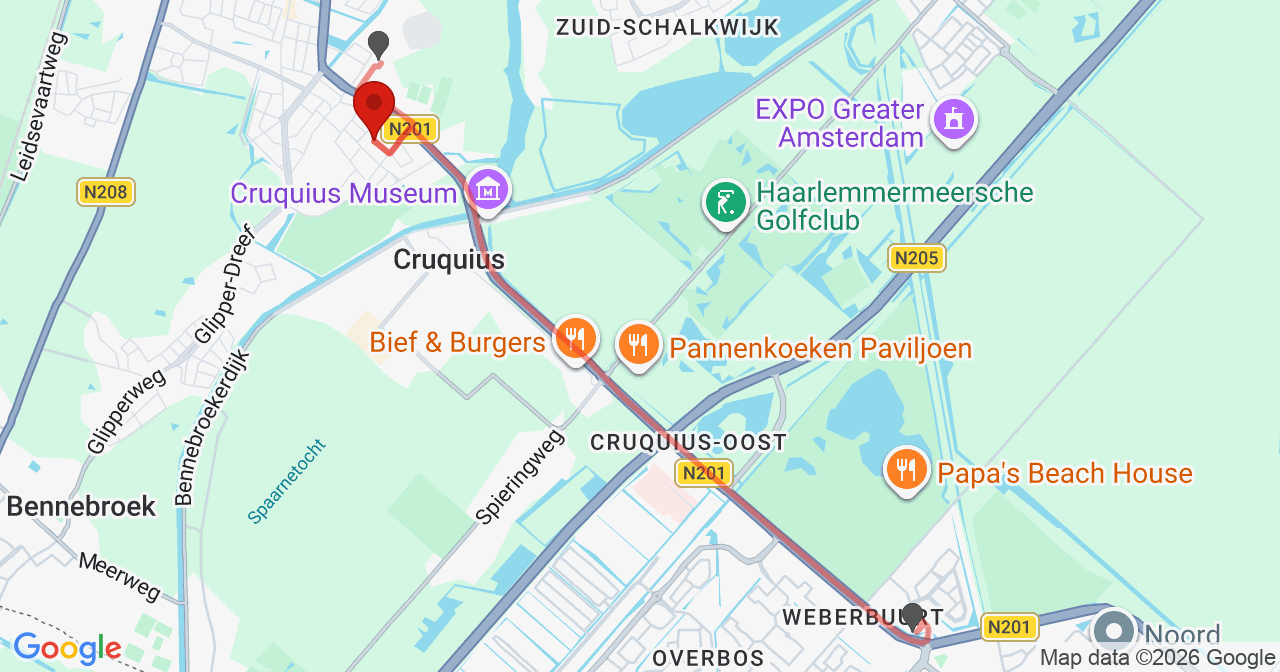 Kaart van het incident in Heemstede met de aanrijroutes van de gealarmeerde eenheden