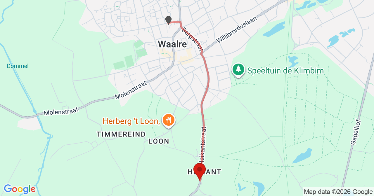 Kaart van het incident in Waalre met de aanrijroutes van de gealarmeerde eenheden