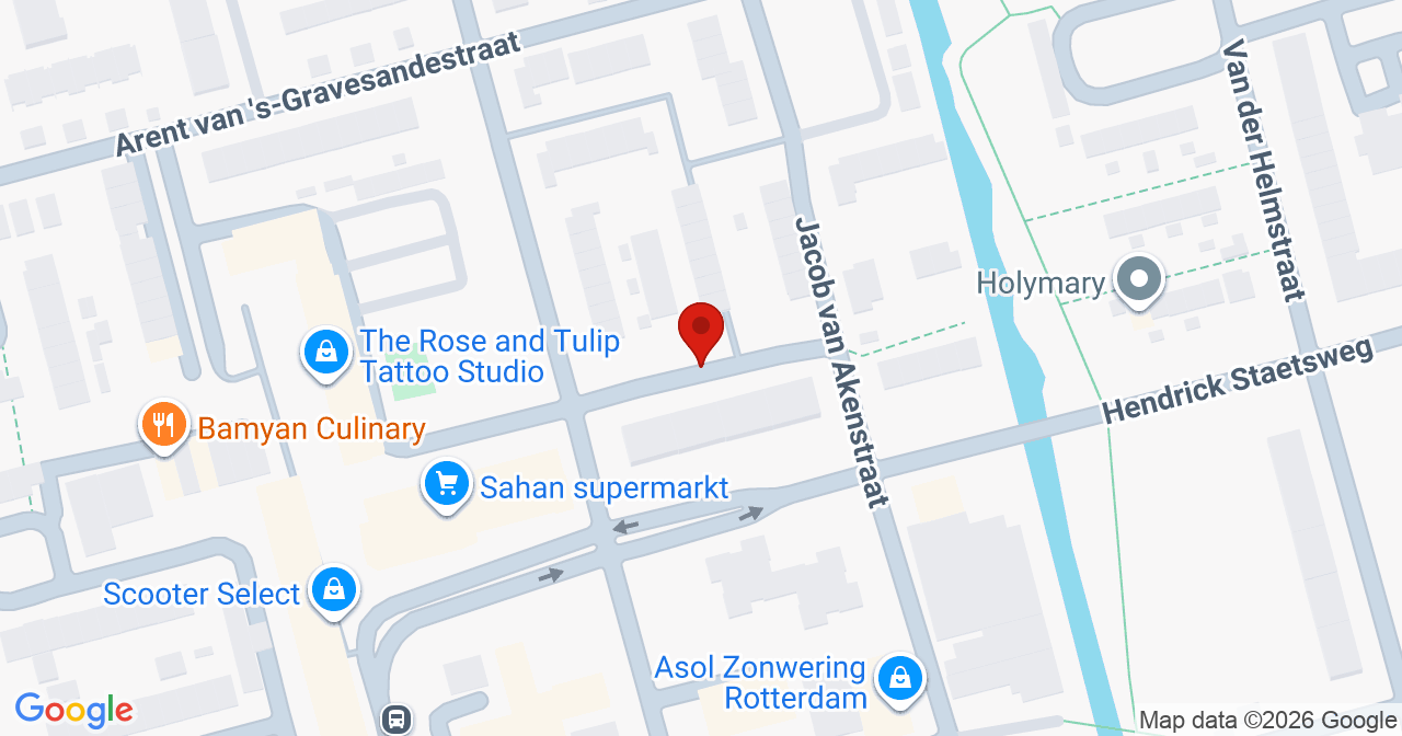 Kaart van het incident in Rotterdam met de aanrijroutes van de gealarmeerde eenheden