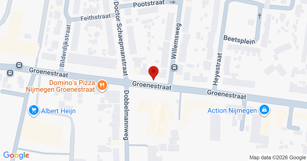 Kaart van het incident in Nijmegen met de aanrijroutes van de gealarmeerde eenheden
