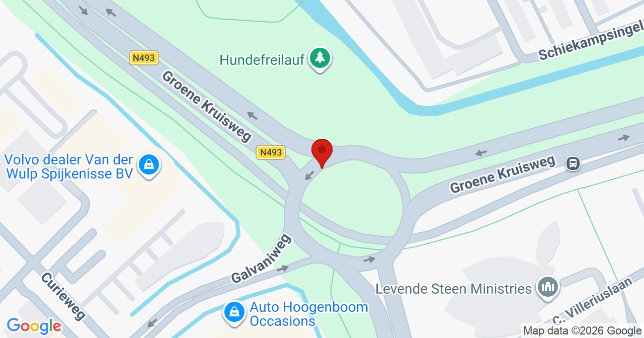 Kaart van het incident in Spijkenisse met de aanrijroutes van de gealarmeerde eenheden