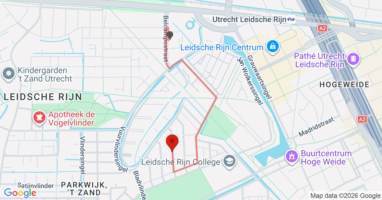 Kaart van het incident in Utrecht met de aanrijroutes van de gealarmeerde eenheden