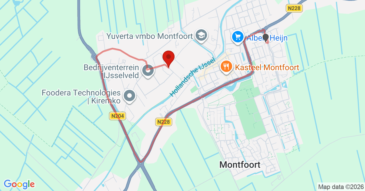 Kaart van het incident in Montfoort met de aanrijroutes van de gealarmeerde eenheden