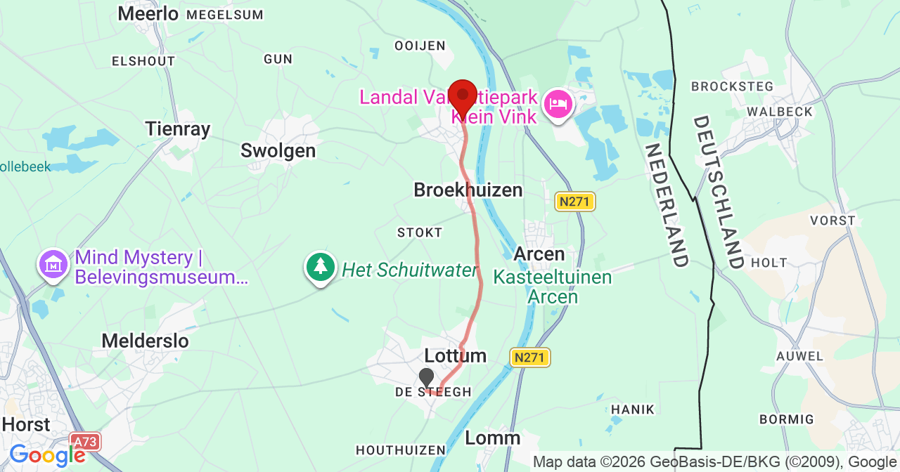 Kaart van het incident in Broekhuizenvorst met de aanrijroutes van de gealarmeerde eenheden