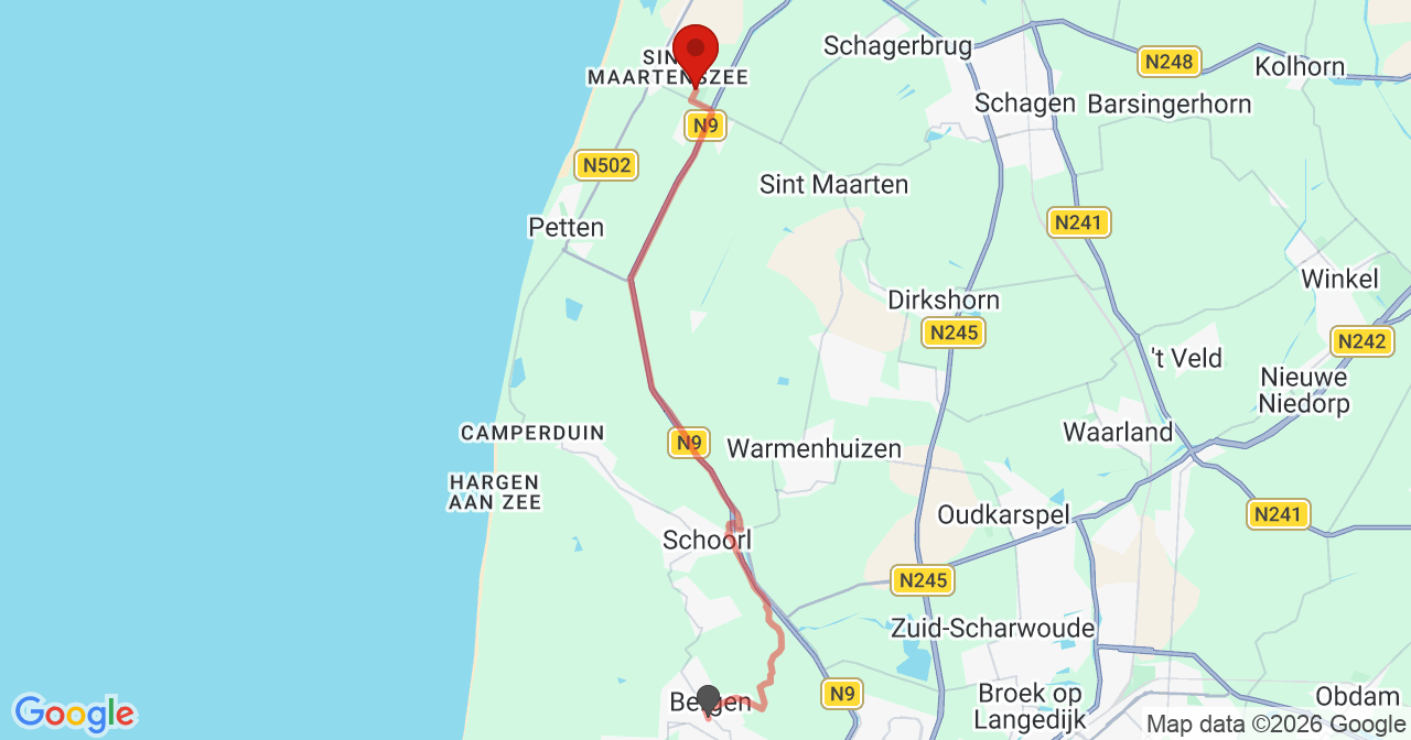 Kaart van het incident in Sint met de aanrijroutes van de gealarmeerde eenheden