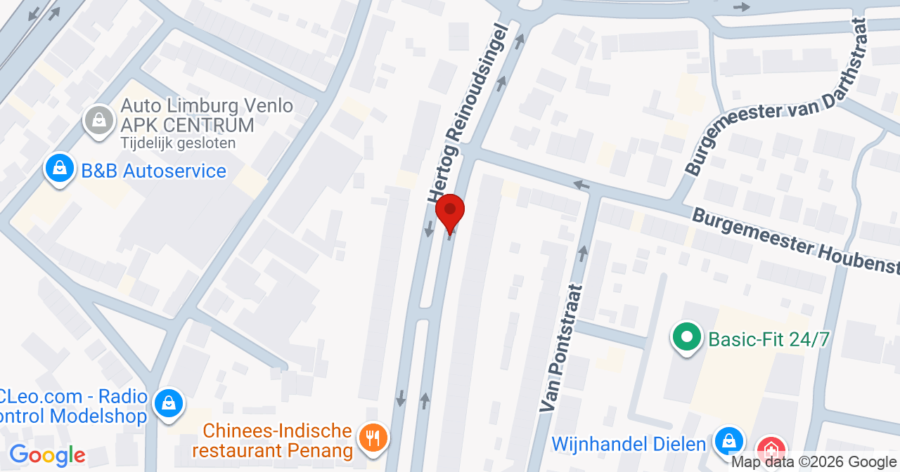 Kaart van het incident in Venlo met de aanrijroutes van de gealarmeerde eenheden