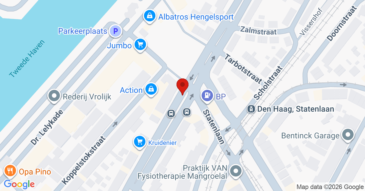 Kaart van het incident in 's-Gravenhage met de aanrijroutes van de gealarmeerde eenheden