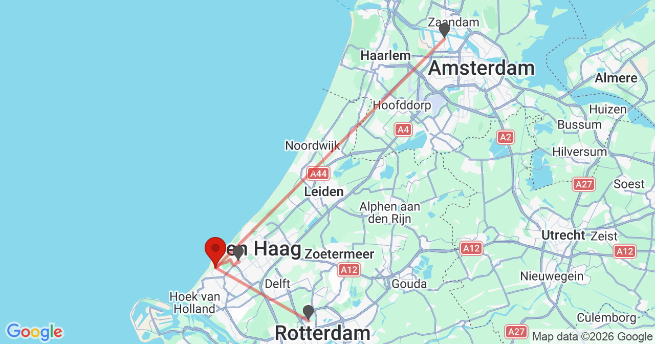 Kaart van het incident in Monster met de aanrijroutes van de gealarmeerde eenheden