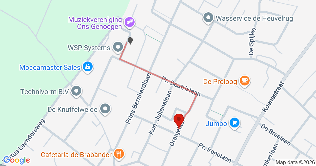 Kaart van het incident in Amerongen met de aanrijroutes van de gealarmeerde eenheden